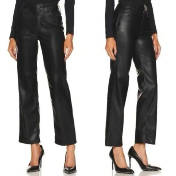 NWT Hudson Remi High Rise Straight Black Faux Leather Vegan Sz 27 - Picture 1 of 13